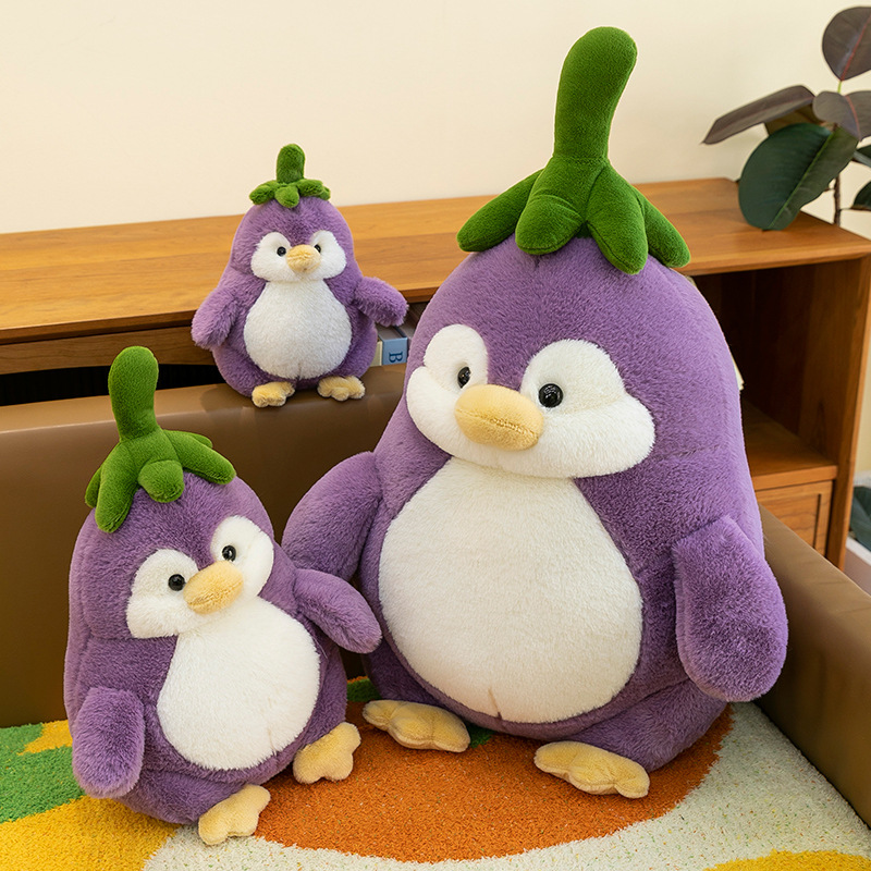 Eggplant little penguin plush toys, soothing sleeping dolls, decorative items, claw machine dolls, birthday gifts for boys and girls full figure