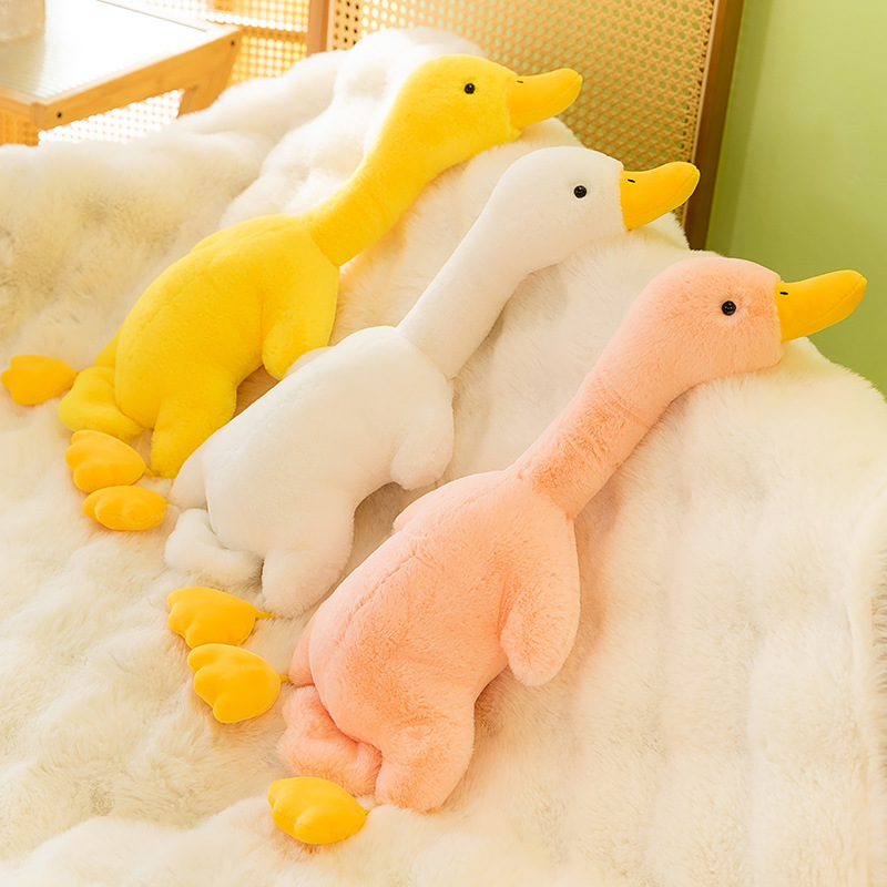 Cross-border plush toy figurines, croaking little duck dolls for export, cute duck pillows, and big white goose figurines full figure