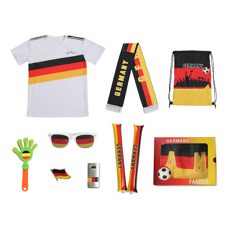 Chuangdong Flag 2026 World Cup Fan Product Gift Box Set, Brazilian T-shirt, fringed color Ding Scarf, Fan Flag Face Color Wig Item Picture