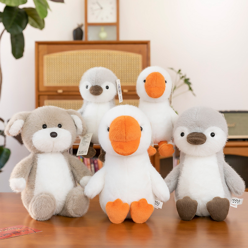 A new type of cute and realistic plush toy doll with a big head goose, a children's soothing sleeping pillow doll full figure