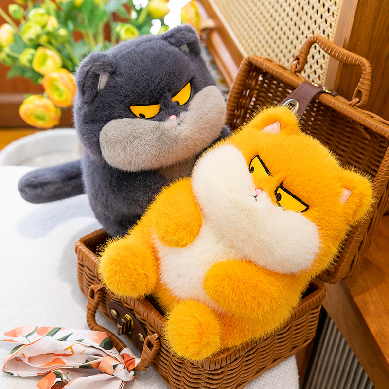 A cool and cool little cat plush toy, a super cute cartoon cat doll, a cloth doll, a gift for girls and children details Picture