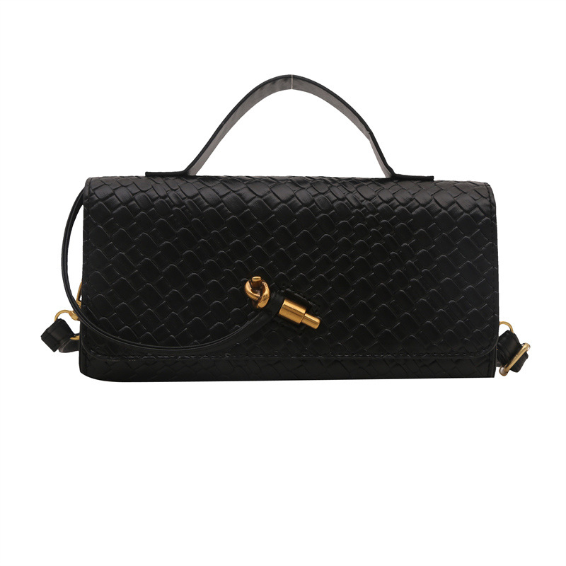 Cross-border Trend Spring/Summer new woven soft leather dinner bag, antique baguette bag, organ bag, horizontal hand-held crossbody bag Item Picture