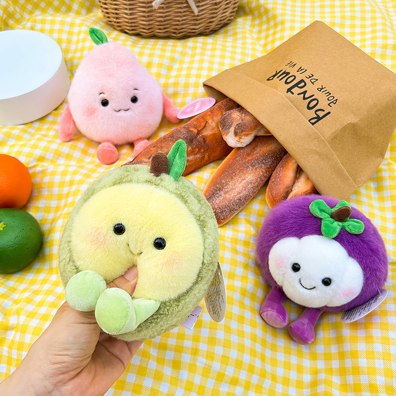 Creative simulation fruit durian mangosteen plush toy, cute peach doll, scented bean bag children's doll Application Scenario