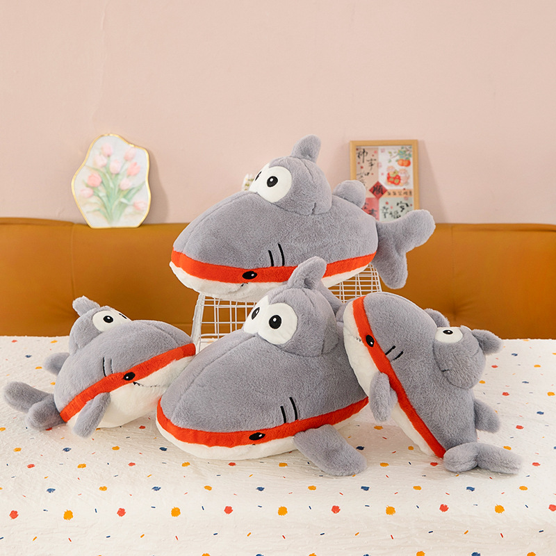 New funny red-lipped shark Captain plush toy sleeping doll pillow for children and boys Specification drawing