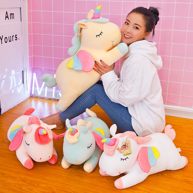 Creative rainbow unicorn doll, large throw pillow, children's birthday gift, doll, cute girl doll details Picture