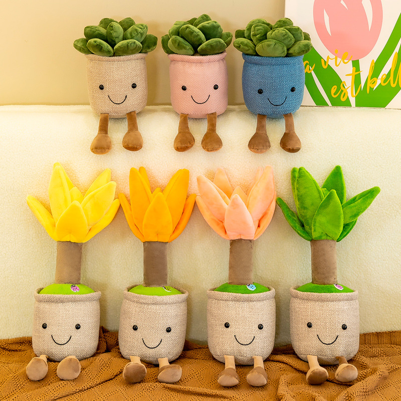 New realistic succulent potted plant plush toys, cactus potted plant dolls, claw machine, cute plant plush dolls details Picture