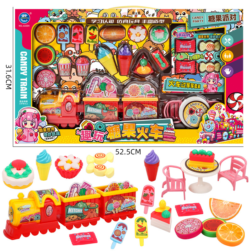 Free shipping, new large box dessert cart, kitchenware, children's set, sliding toy cart, gift box toy wholesale full figure