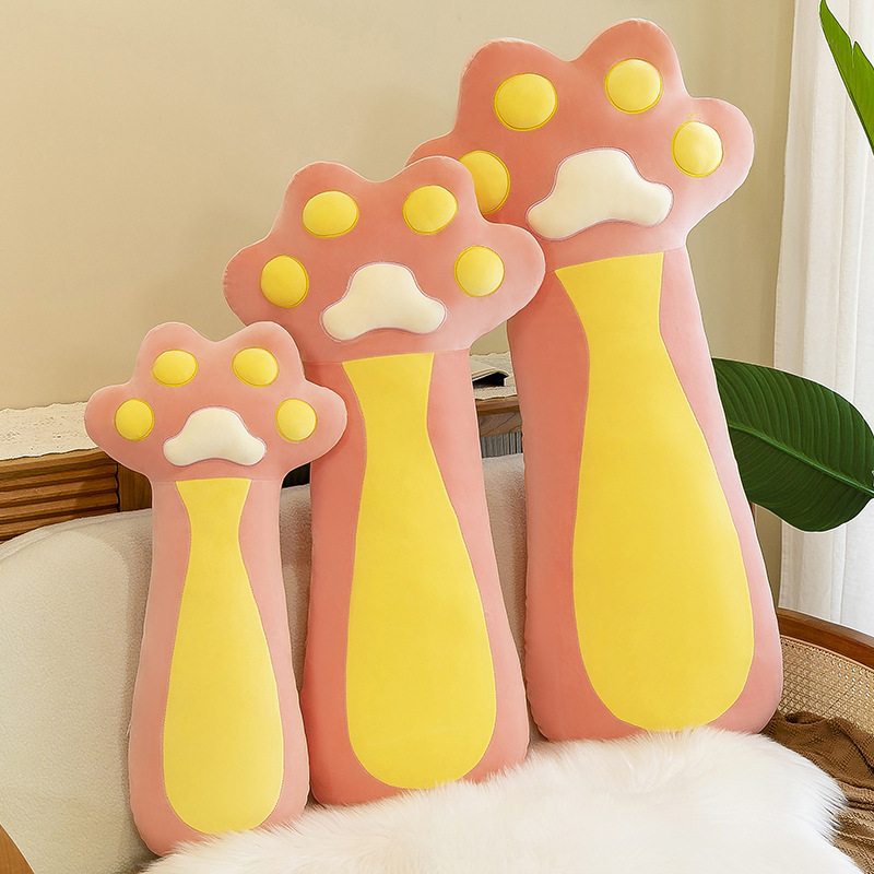 Soft and cute cat paw throw pillows, plush toys, large long strip throw pillows for girls to sleep on the bed, wholesale of cute home decorations Application Scenario