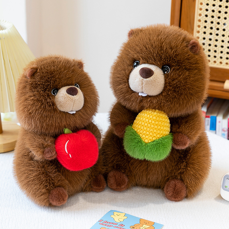 New cute corn-hugging foodie Groundhog plush toy, a cute groundhog sleeping doll gift full figure