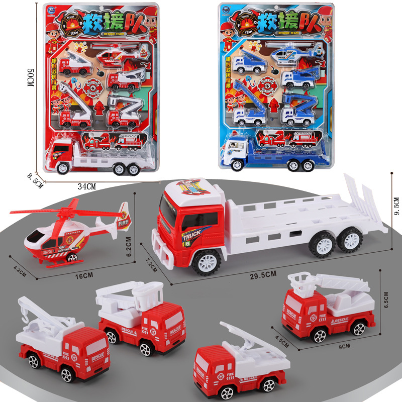Free shipping, hanging board, fire engineering vehicle, boys' ladder car, children's shopping mall, supermarket, street stall mixed wholesale toys Specification drawing