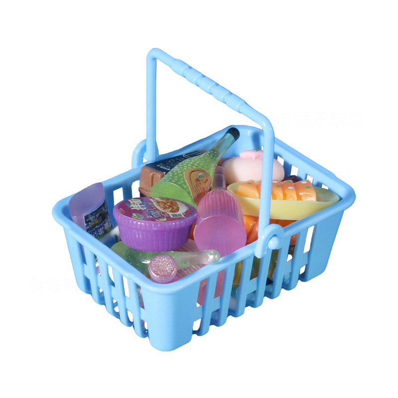 Mini single-handle basket for children's house play, miniature dollhouse, simulated supermarket, plastic rectangular shopping basket accessories Item Picture
