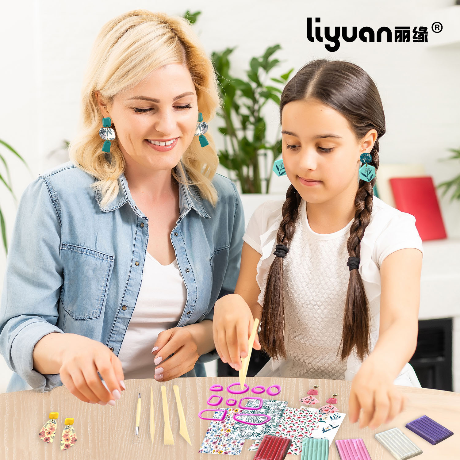 Soft clay handcrafted diy water-soluble sticker transfer paper earrings geometric mold tool set Cross-border Amazon Specification drawing