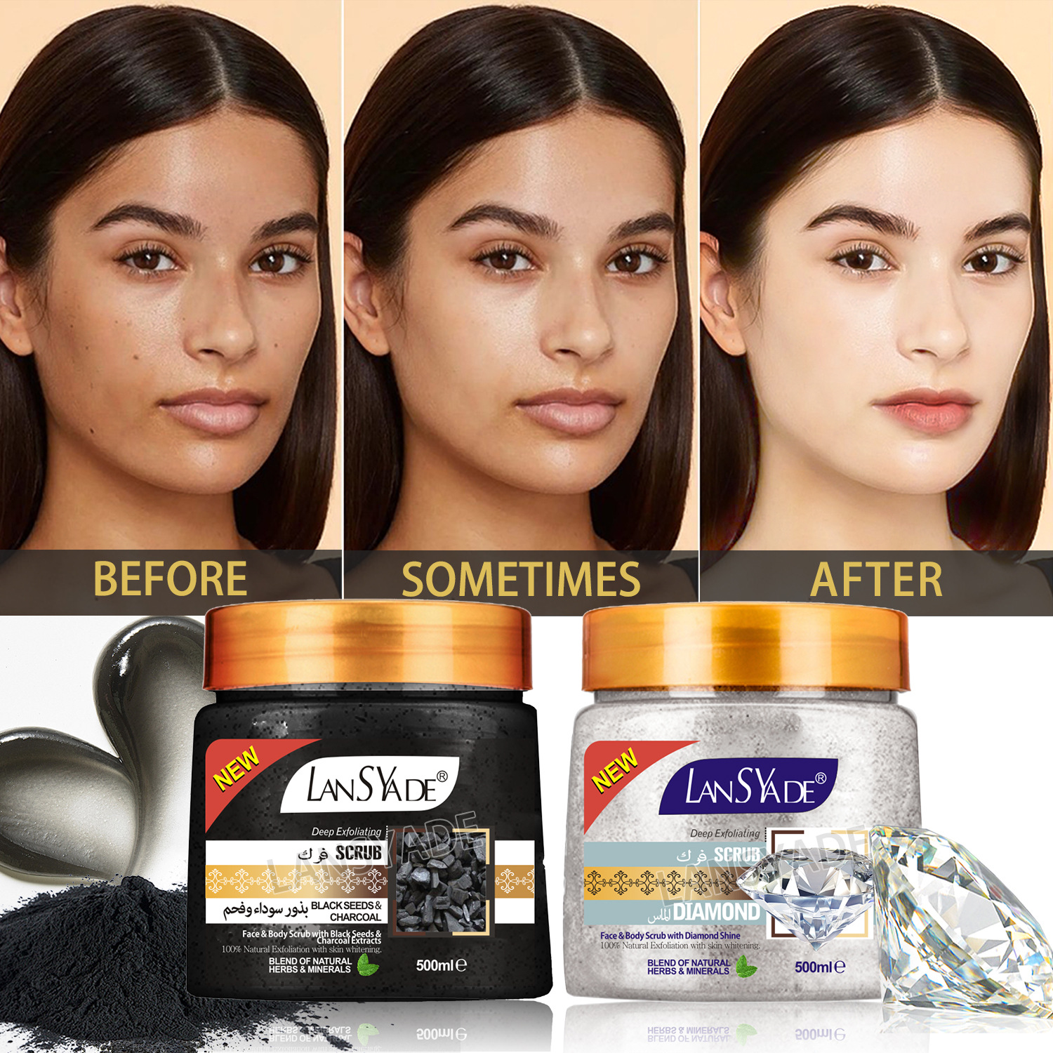 Cross-border vanilla ice cream, body gold scrub, exfoliate bumps, remove chicken skin, white diamond brightening, moisturizing bath details Picture