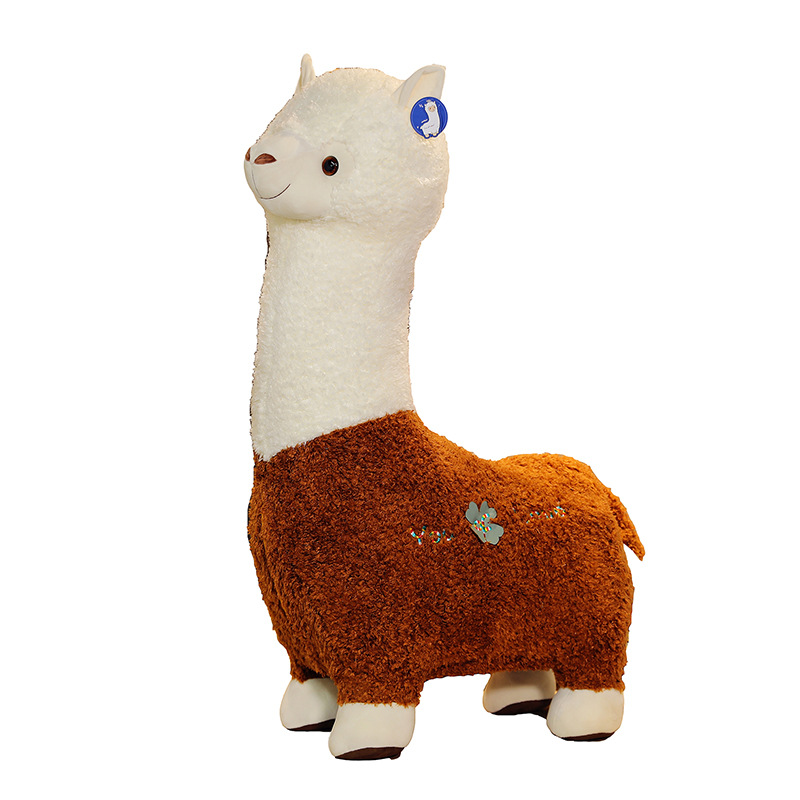 Creative alpaca sitting stools, cute alpaca plush toys, floor-standing living room ornaments, and gifts for friends' housewarming and moving Item Picture