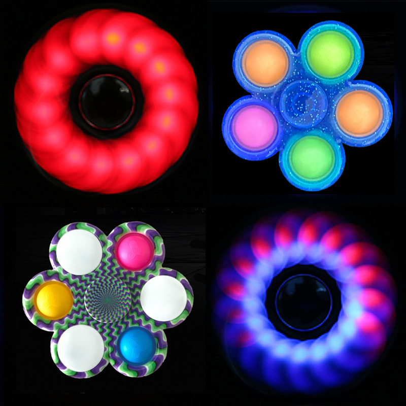 Cross-border exclusive Bubblele luminous fidget Spinner POP Night Light Stress-relieving LED Light style fidget Spinner toy gift details Picture