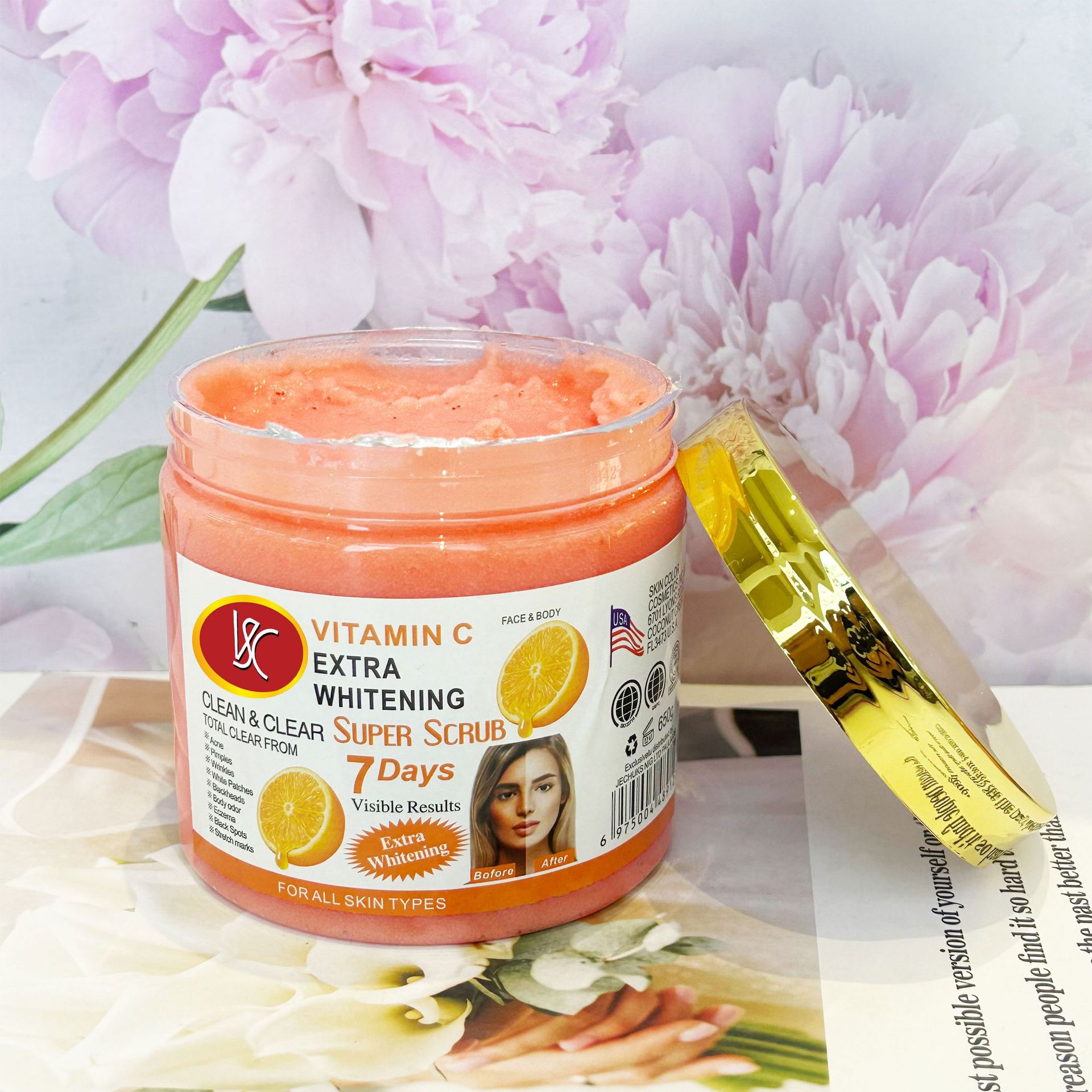 Cross-border VC wet salt Scrub Salt Bath Salt FACE & BODY 650g Exfoliating and cleansing export wholesale Item Picture