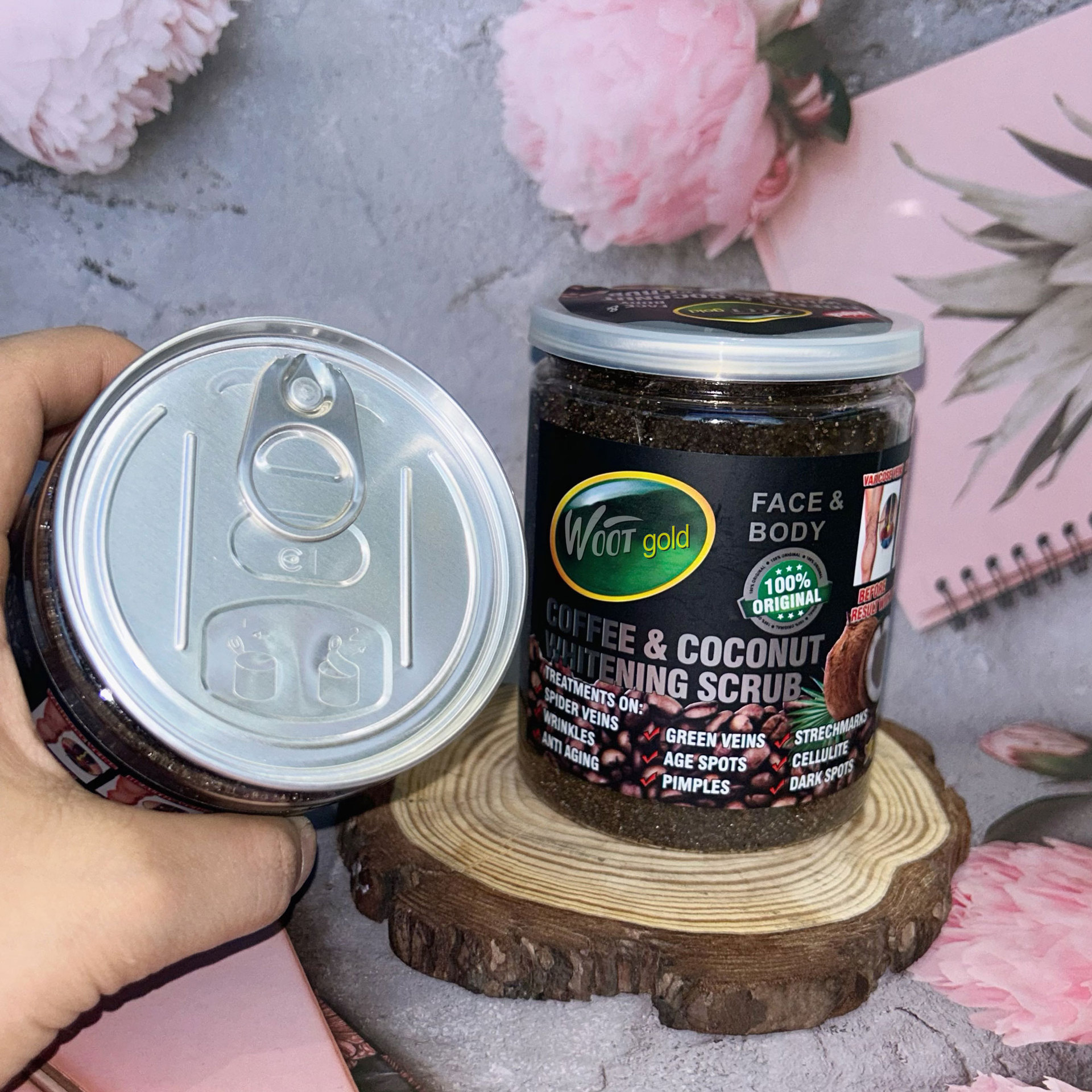 Cross-border can coffee scrub salt, full-body bath salt, exfoliating and chicken skin removal, bath salt 500g for export details Picture