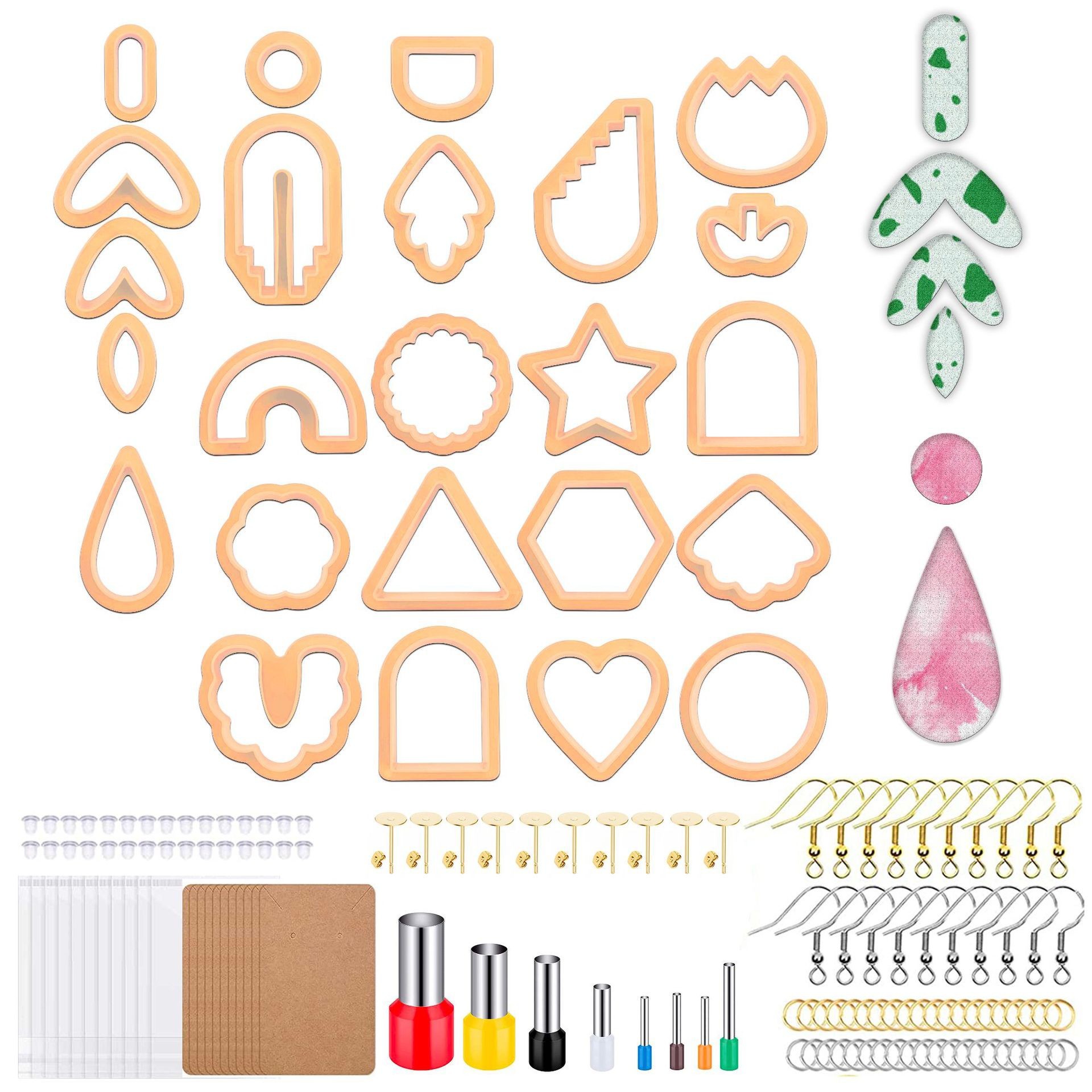 Cross-border 142pcs soft clay cutter plastic earring hook popular jewelry DIY mold strap storage Application Scenario