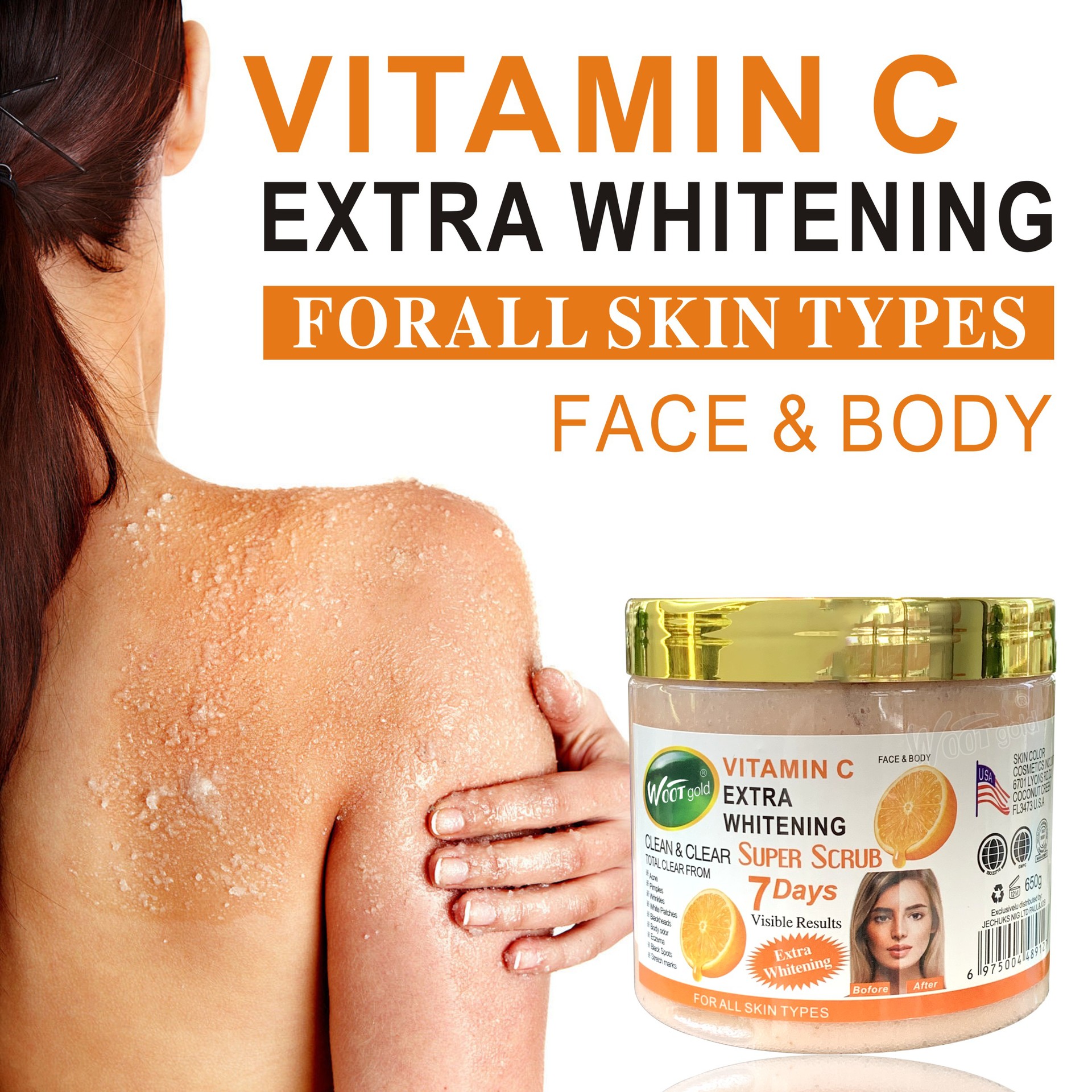 Cross-border VITAMIN C Scrub 650g Exfoliating, Moisturizing and nourishing Body Bath salt Scrub export details Picture