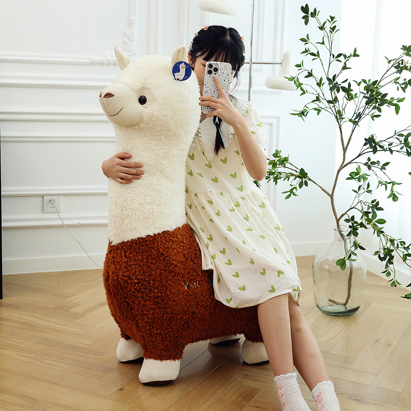 Creative alpaca sitting stools, cute alpaca plush toys, floor-standing living room ornaments, and gifts for friends' housewarming and moving Specification drawing