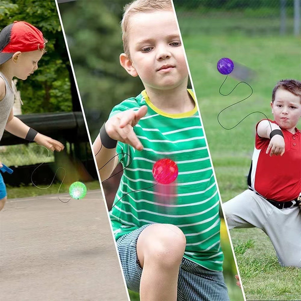 Wrist elastic ball with rope, rubber swing ball, children's toy, wrist strength ball, throwing force ball, elderly people's boredom relief tool details Picture