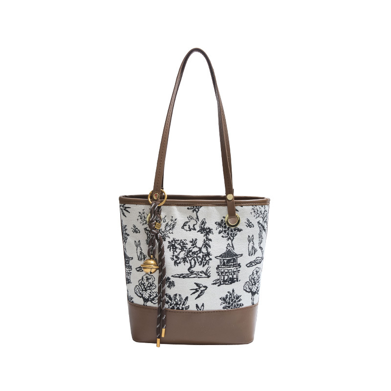 A new style of casual, stylish and simple single-shoulder bag for women in 2025, featuring a trendy color-blocking tote bag Item Picture
