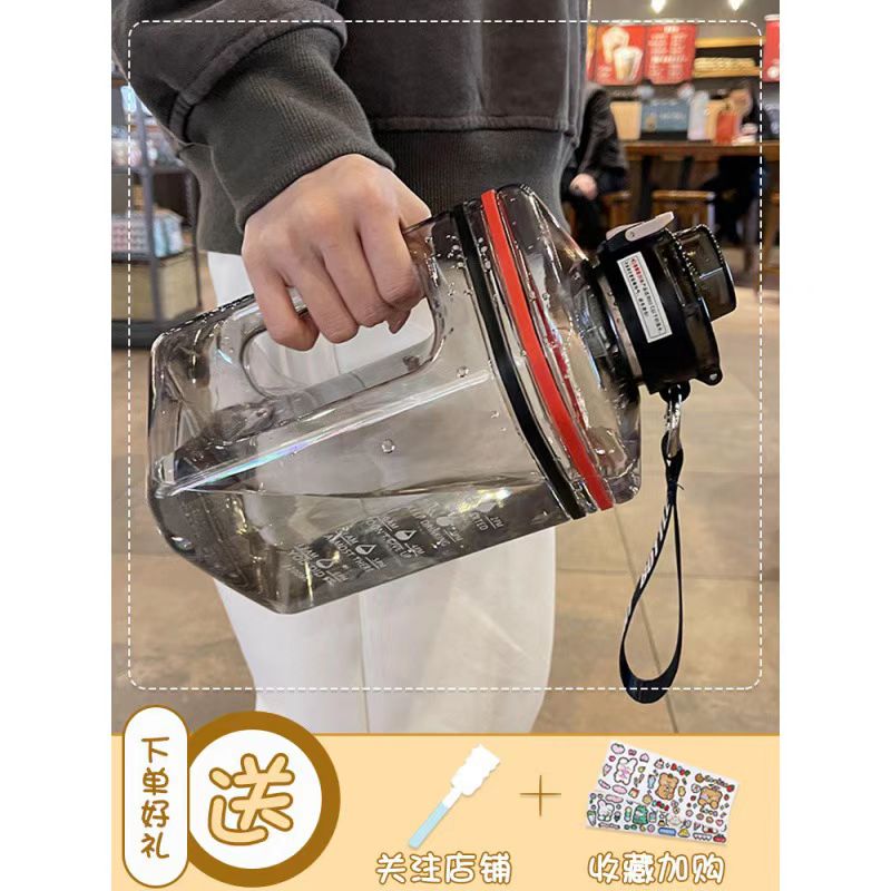 2L ton bucket, high appearance level, sports large water bottle, 2000ml large water cup, large capacity water bucket cup, children details Picture