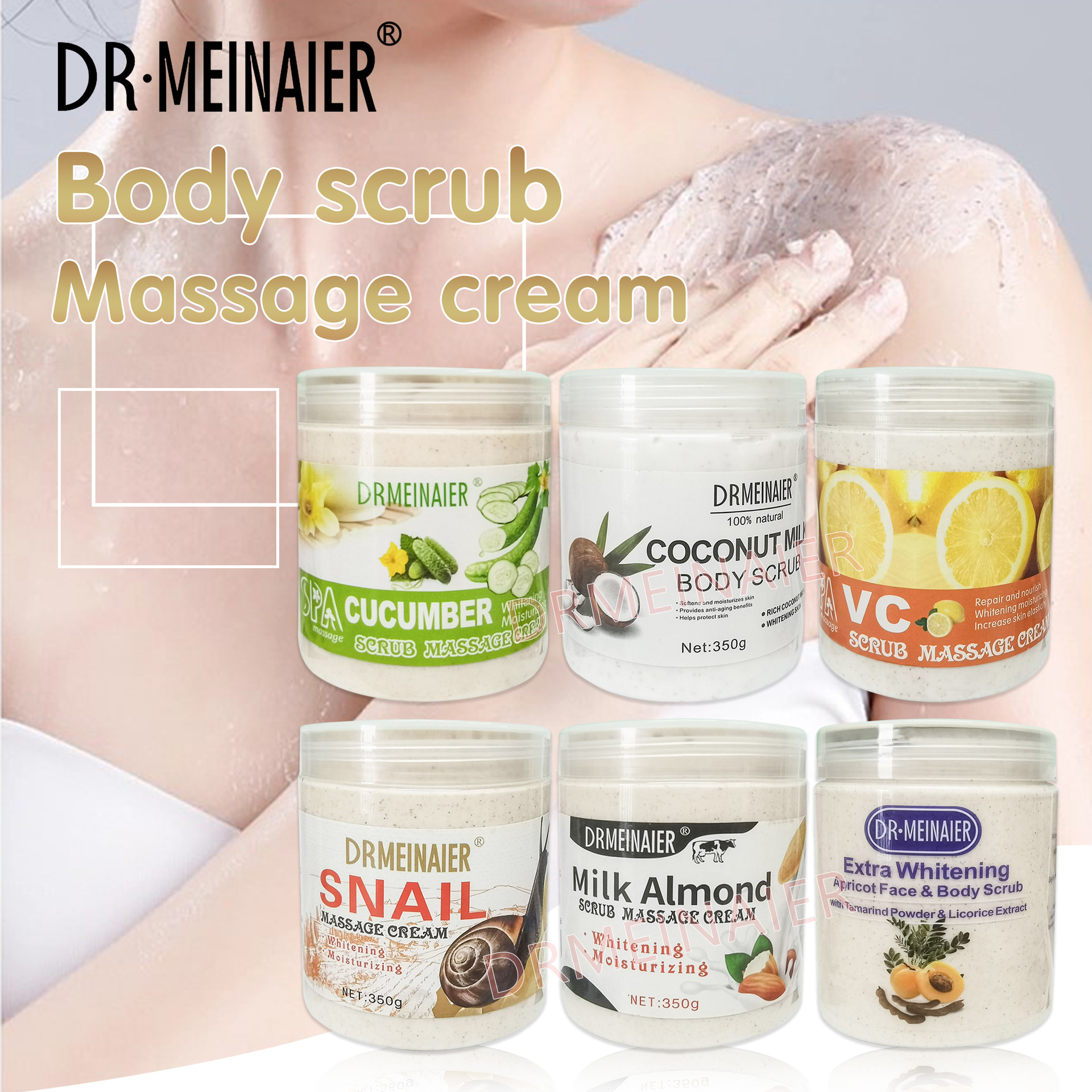 Cross-border Rose Facial and Body Scrub Milk Almond Cleansing Exfoliating Bath Scrub Massage Cream 350g full figure