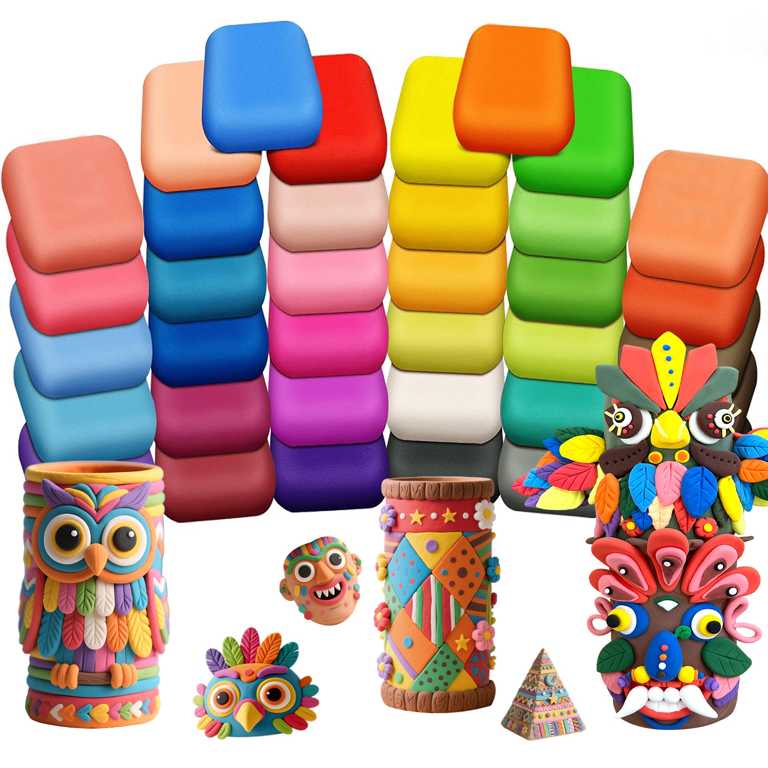 Wholesale of custom-made 24-color ultra-light clay, colored clay, plasticine, paper tubes, children and students' diy tool sets details Picture