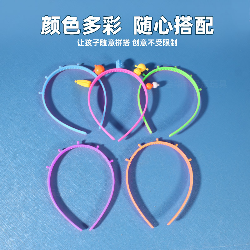 Wholesale of versatile cordless beaded hairpins, DIY toy accessories, children's handcrafted beaded headbands Specification drawing