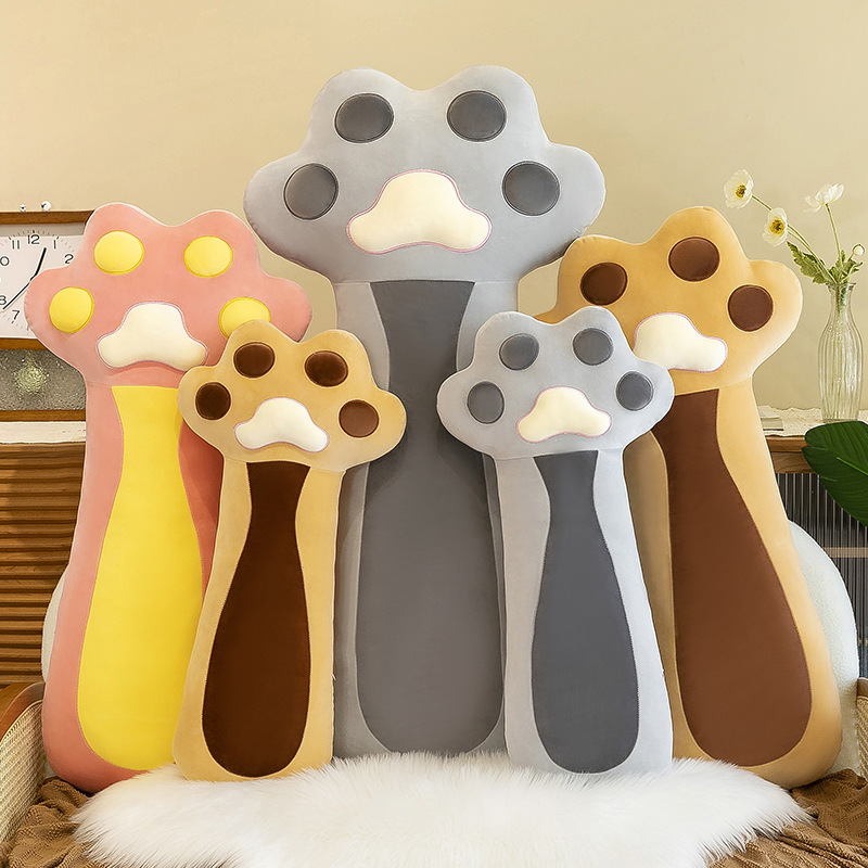 Soft and cute cat paw throw pillows, plush toys, large long strip throw pillows for girls to sleep on the bed, wholesale of cute home decorations details Picture
