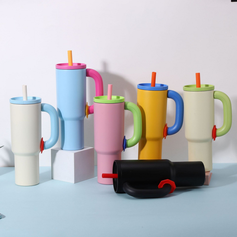 Dopamine-colored 40oz car cup, 316 stainless steel car ice cube cup, creative stainless steel cold insulation cup