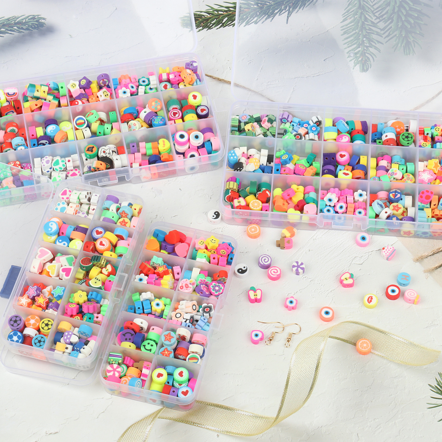DIY making of soft clay beads, polymer clay loose beads, clay beaded bracelets, cartoon soft clay slices, handcrafted materials Specification drawing
