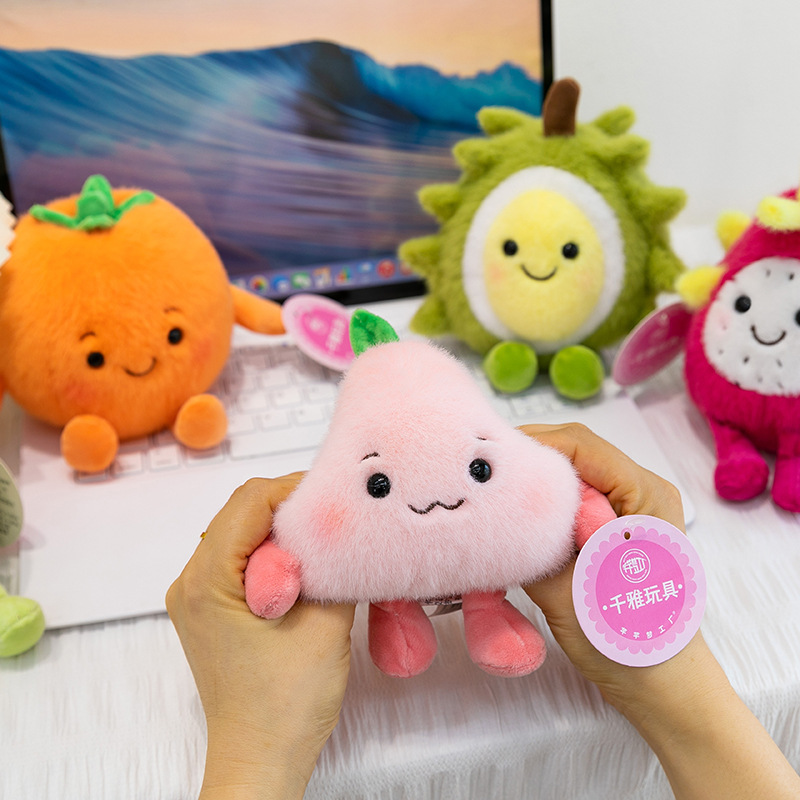 Creative simulation fruit durian mangosteen plush toy, cute peach doll, scented bean bag children's doll Specification drawing