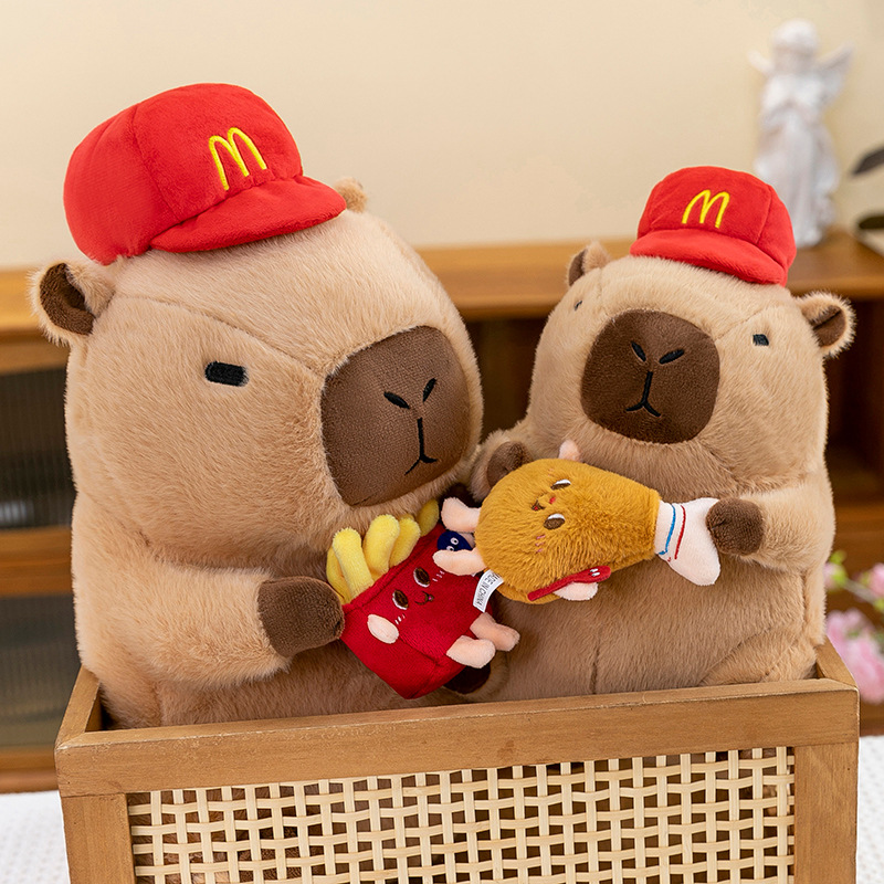 New Capibara Capybara cute and ugly doll, hamburger Capybara pillow, sleeping doll, plush toy for girls as a gift details Picture