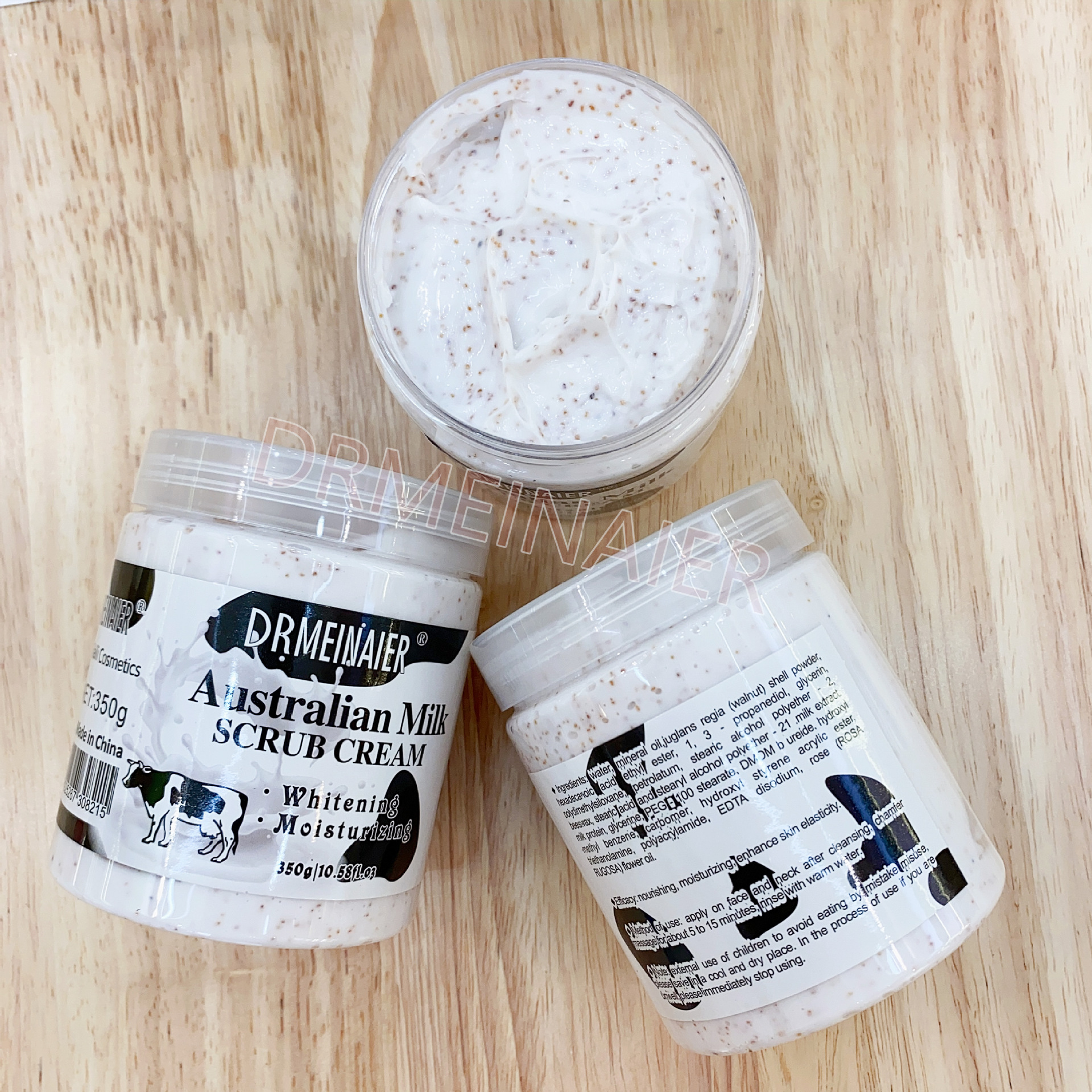 Cross-border Rose Facial and Body Scrub Milk Almond Cleansing Exfoliating Bath Scrub Massage Cream 350g Specification drawing