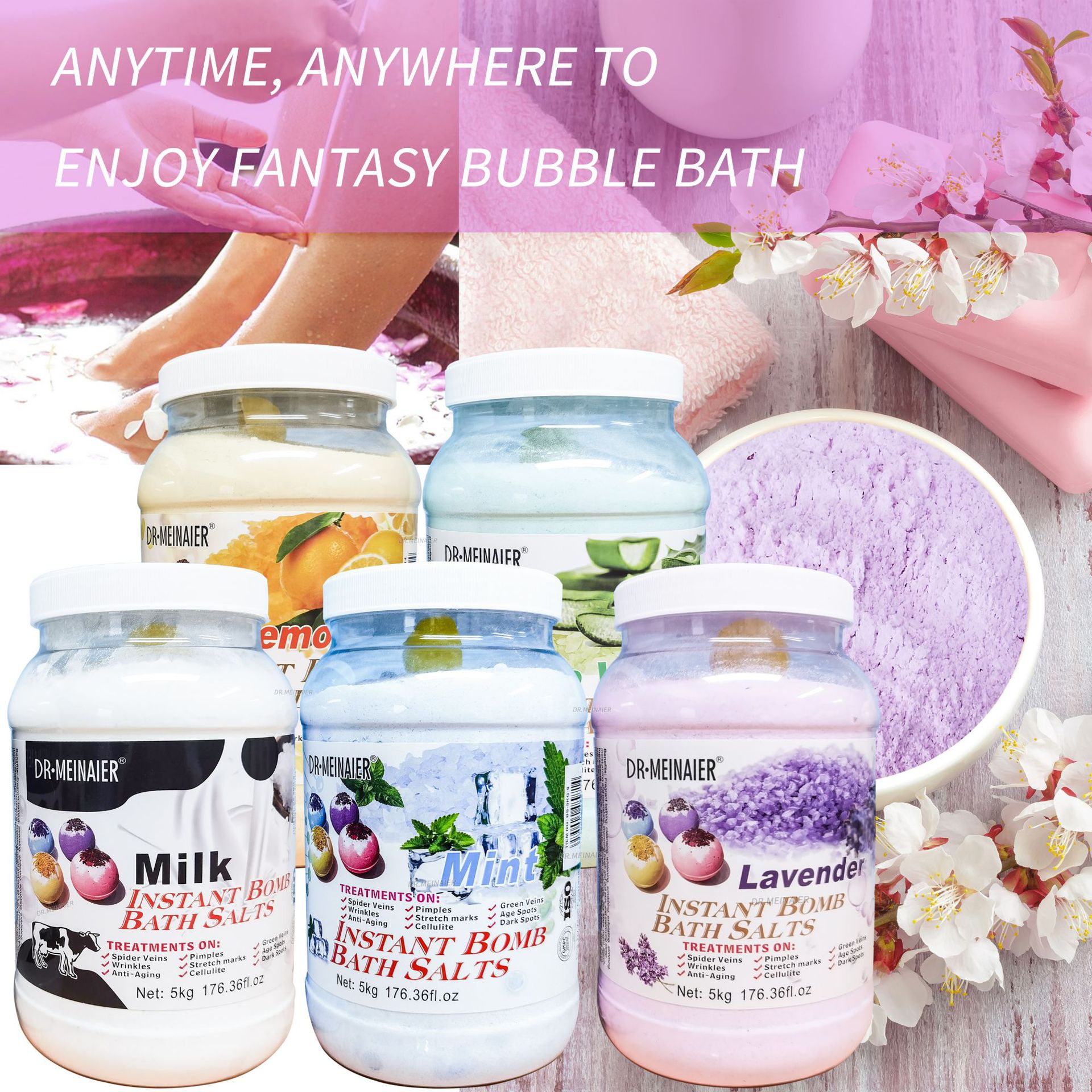 Cross-border Explosive Petal Bath Salt Instant Bath Powder Nourishing Moisturizing Scrub Powder Bath Salt Scrub Salt Batch 5kg Specification drawing