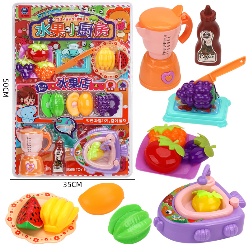 Free shipping double vacuum-formed mini house play kitchen toys for girls, boys, girls, ages, fruit cutting toys for children full figure