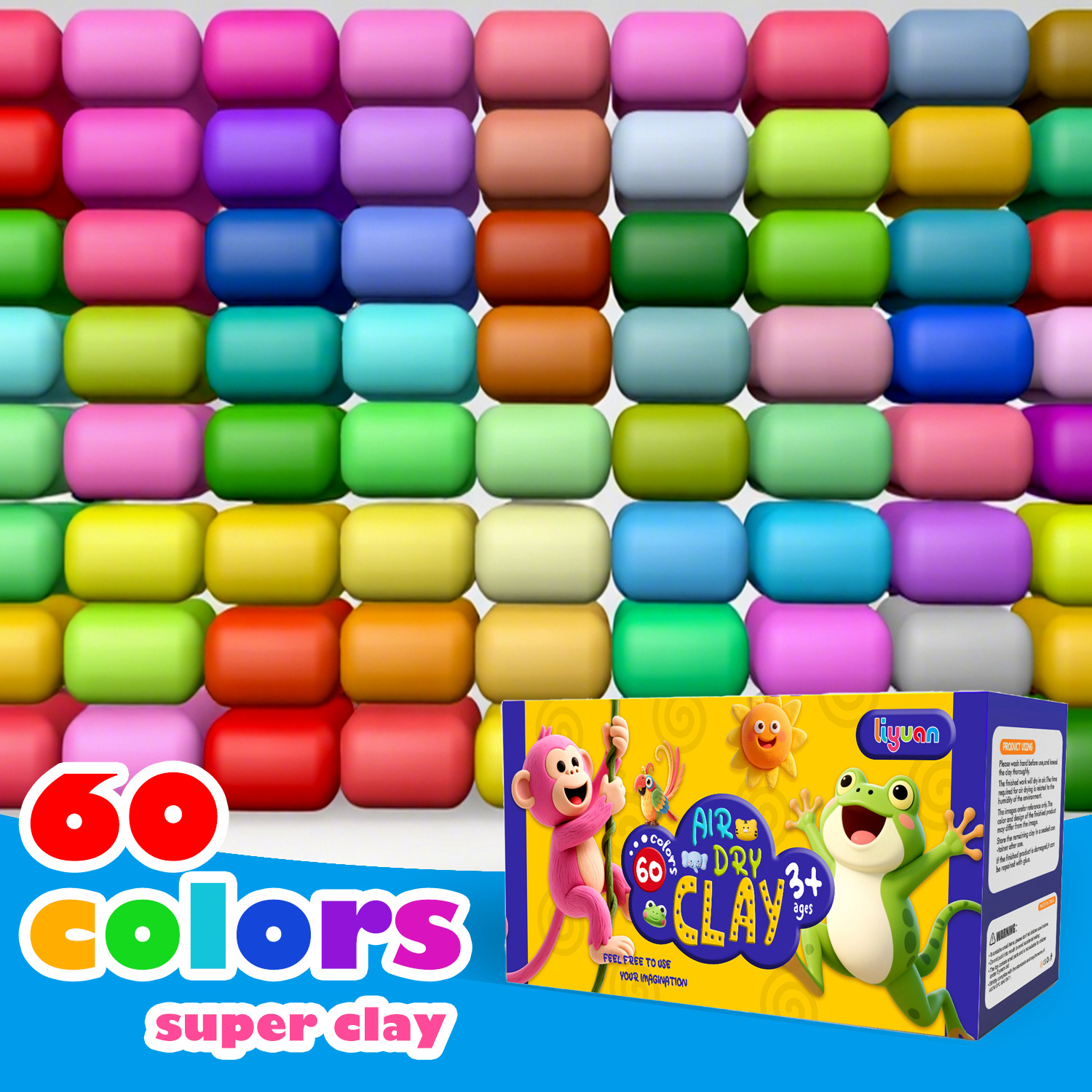 Wholesale of 60-color ultra-light clay colored clay plasticine molds for children and students' handmade clay diy tool sets details Picture