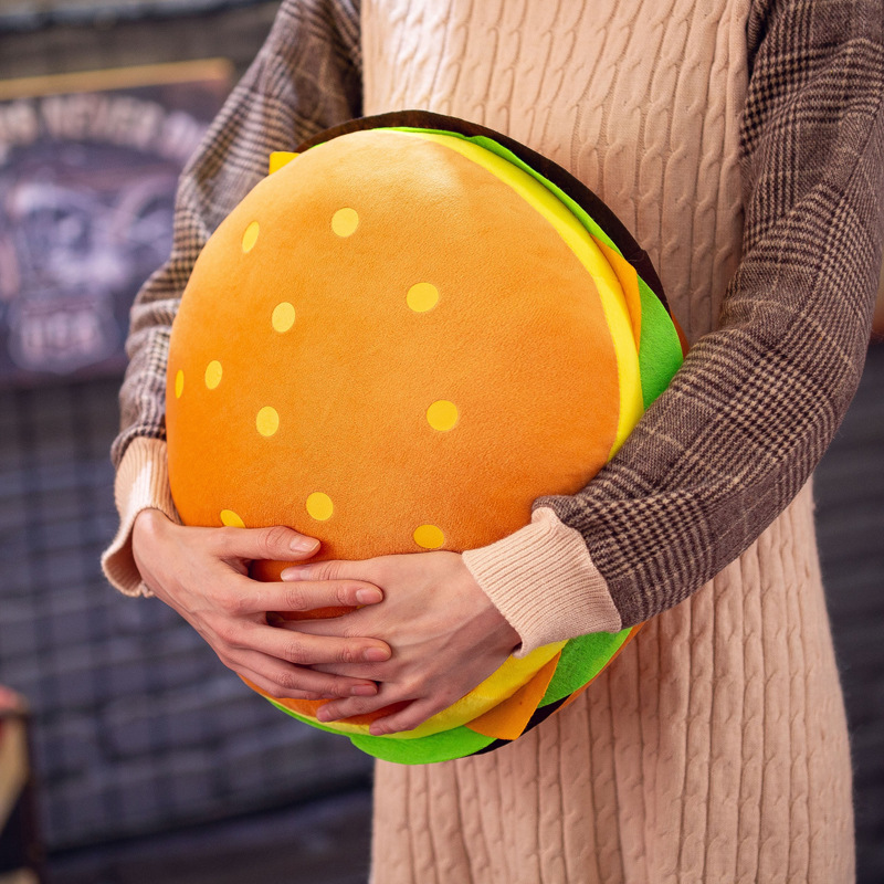 Cartoon creative simulation hamburger pillows, plush toys, children's birthday gifts, New Year gifts, one-piece consignment offer Specification drawing