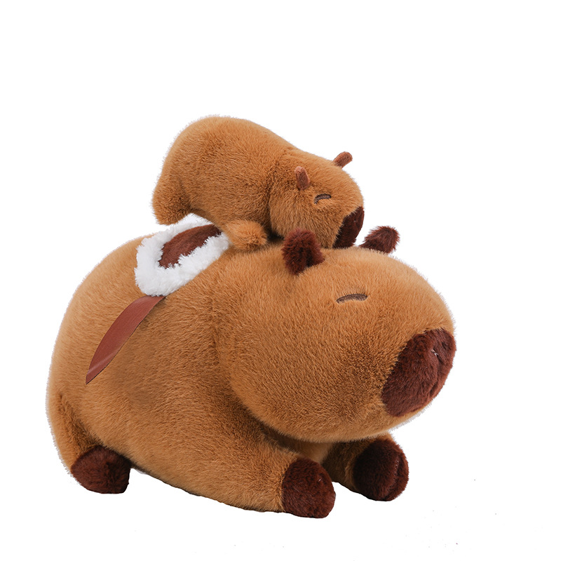 Purple butt ashore mother and child capybara dolls, drawstring Kapi Bara dolls, student graduation gifts, plush toys wholesale Item Picture