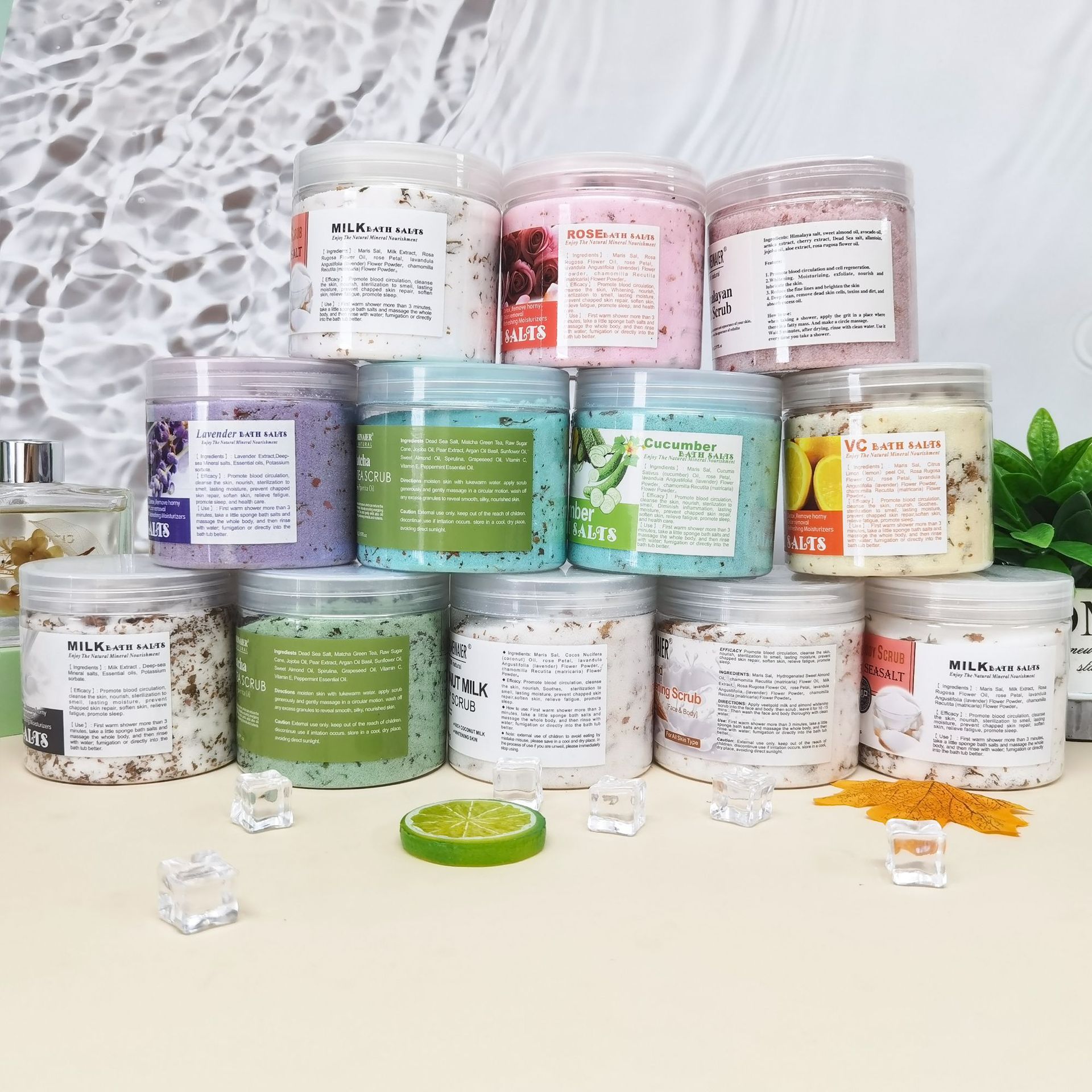 Cross-border Lemon Rose Milk Bath Salt, gentle cleansing, Exfoliating, scrubbing and Scrub, Lotus Petal Bath Salt, 680g Specification drawing