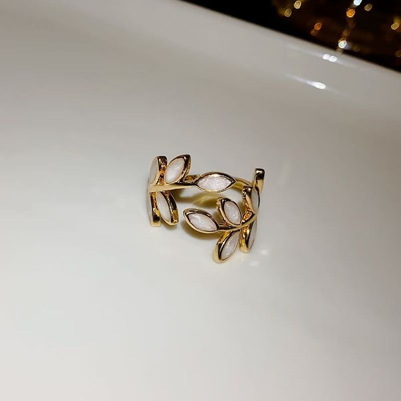 树叶戒指女ins小众设计个性食指指环时尚个性简约气质网红开口戒