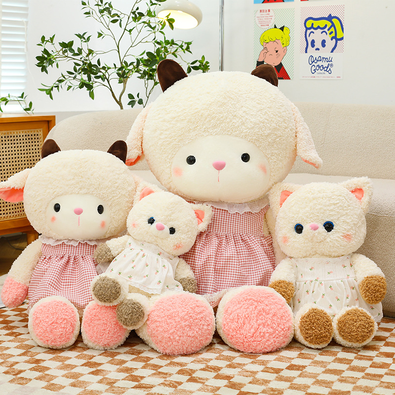 New cute pudding lamb figurine, soothing kitten plush toy, doll pillow, Valentine's Day gift for girls full figure
