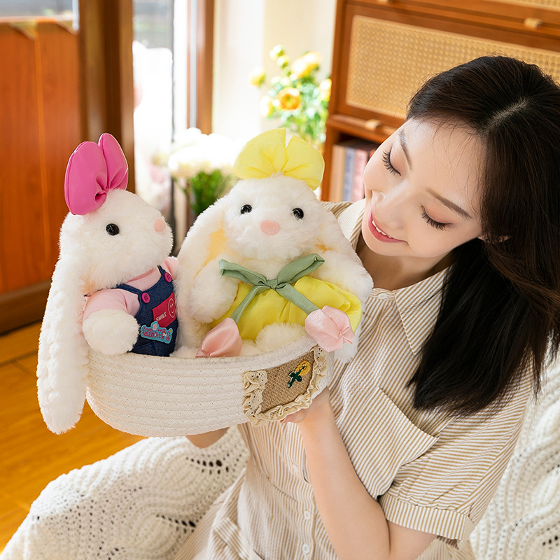 New cross-border dress, little rabbit plush toy, cartoon overalls, long-eared rabbit doll, soothing doll Application Scenario