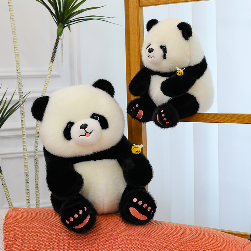 Realistic, cute and clumsy bee and panda plush toys, giant panda flower dolls, girl dolls, birthday gifts Specification drawing