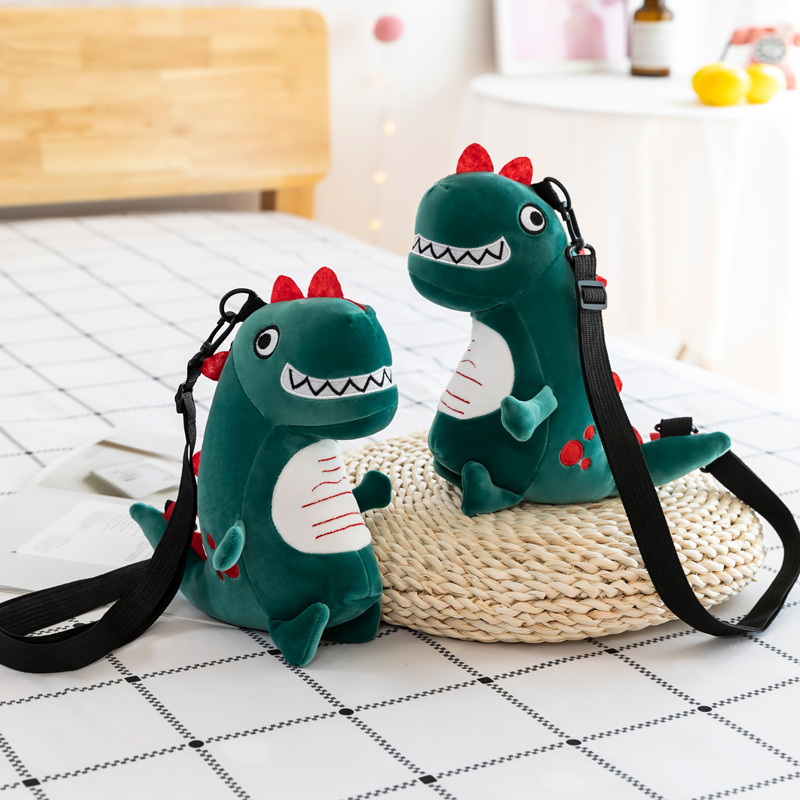 Factory direct sales of new products: plush dinosaur bags, single-shoulder crossbody bags, children's loose change backpacks, cartoon dinosaur dolls Specification drawing