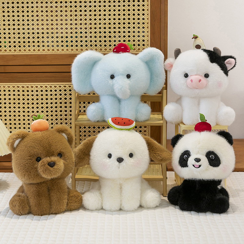 New fruit animal panda table companion doll figurine, cute cow doll plush toy, girlfriend birthday gift full figure