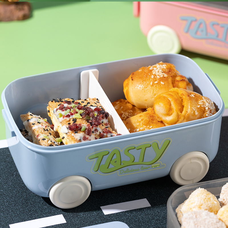 塑料饭盒带水杯套装上班族分格水果便当盒学生党卡通双层午餐盒细节图