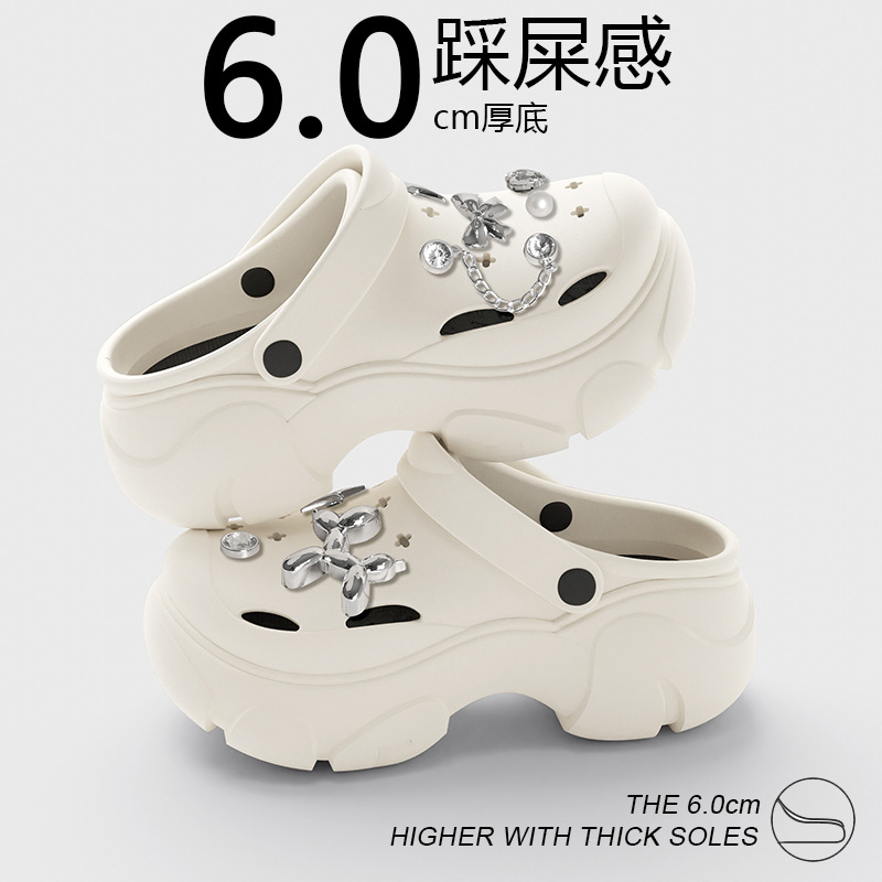 Women's summer outdoor clogs 2025 New cartoon home indoor thick-soled anti-slip slip-feeling flip-top slippers for women 378 details Picture